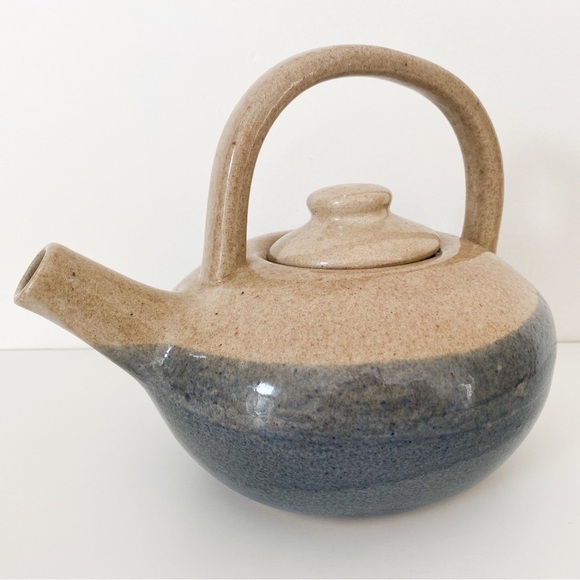 Handmade Pottery Teapot – Rustic Glazed Stoneware Ceramic, Beige and Grey - Picture 4 of 11